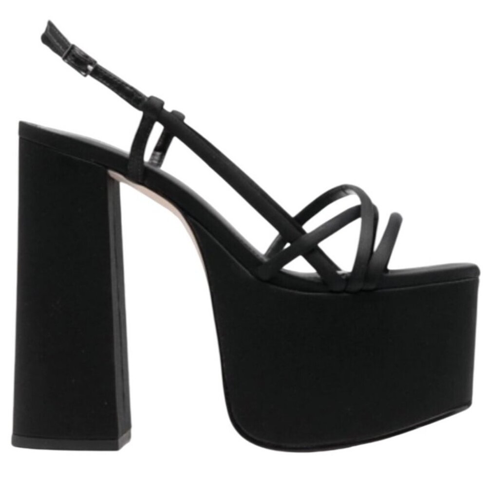Cult Gaia Moriah Platform High Block Heel Sandal Black Size 7 New In Box - Picture 5 of 16